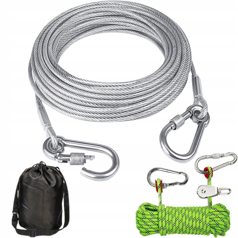 Lanový Systém Pro Psy 15.1 M Zelený S Reflexním Protizamotávacím Lanem