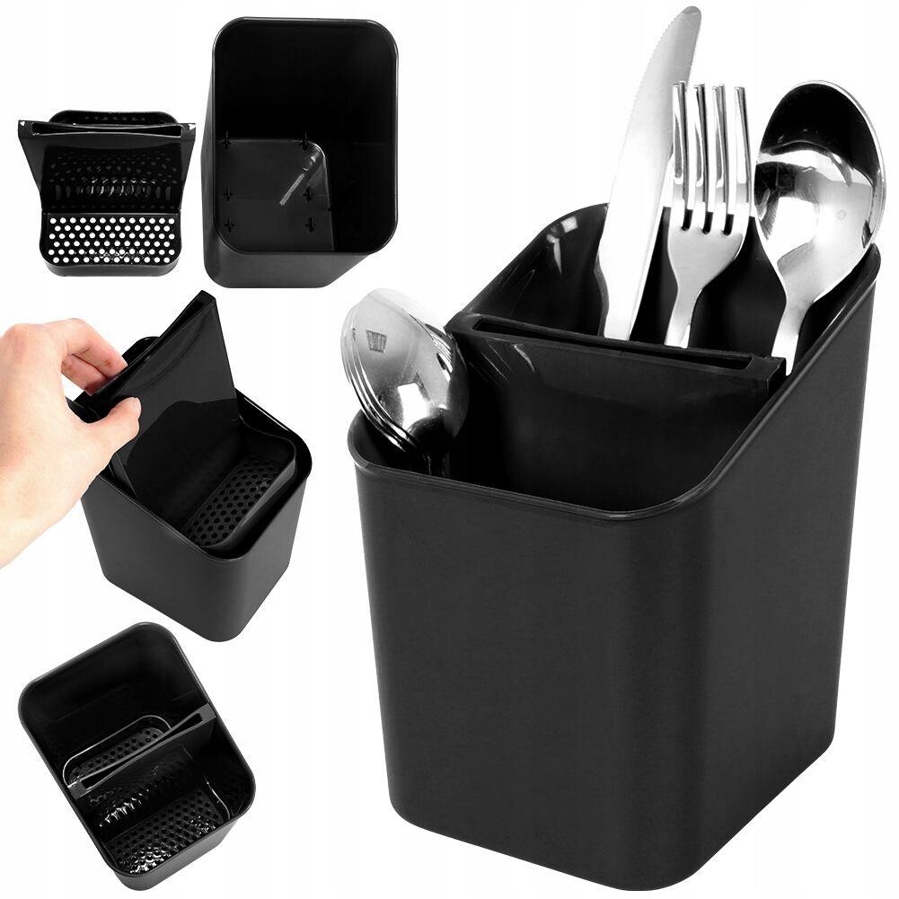 Odkapávač stojan na příbory černý