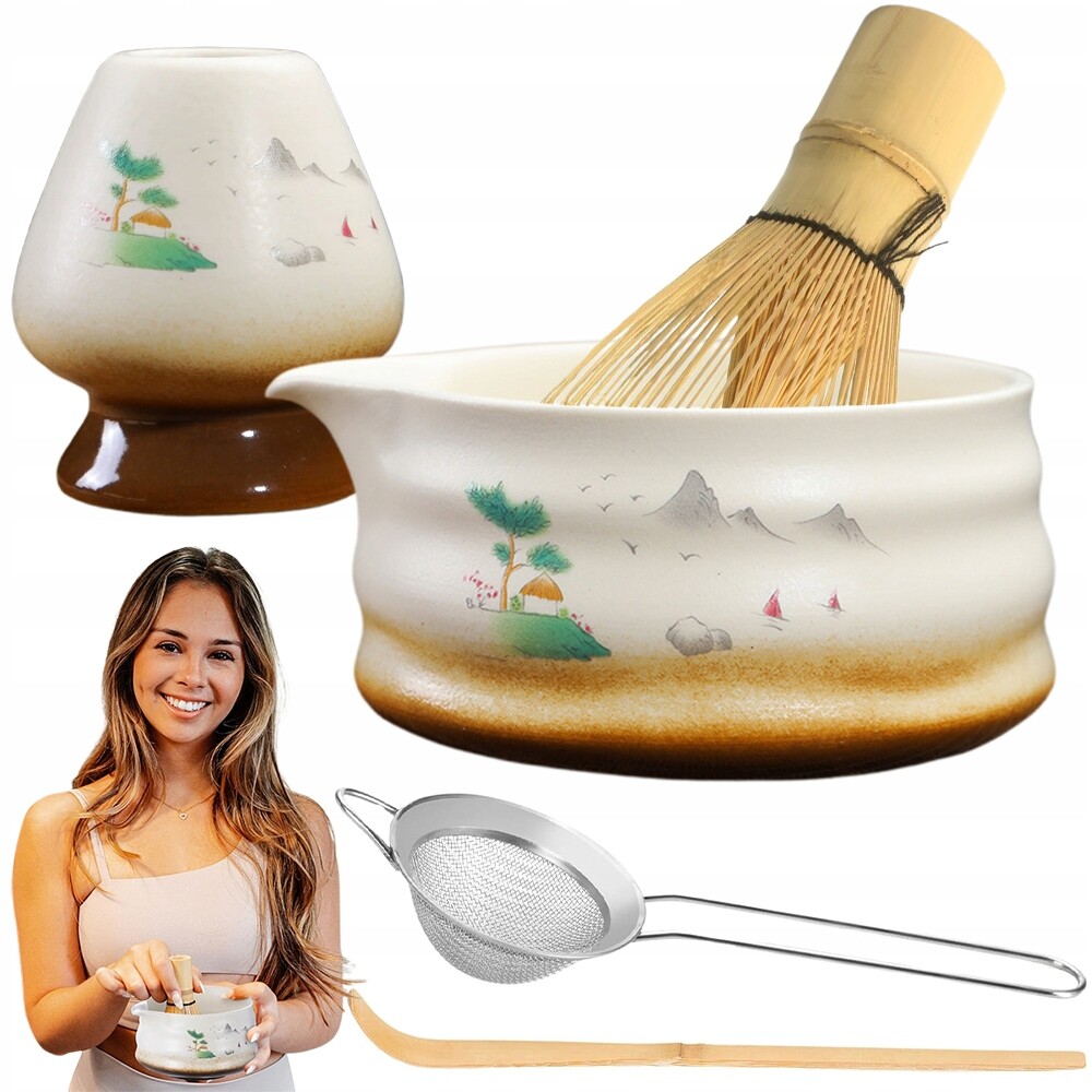 Sada pro Matcha s elegantním keramickým bambusovým příslušenstvím Premium