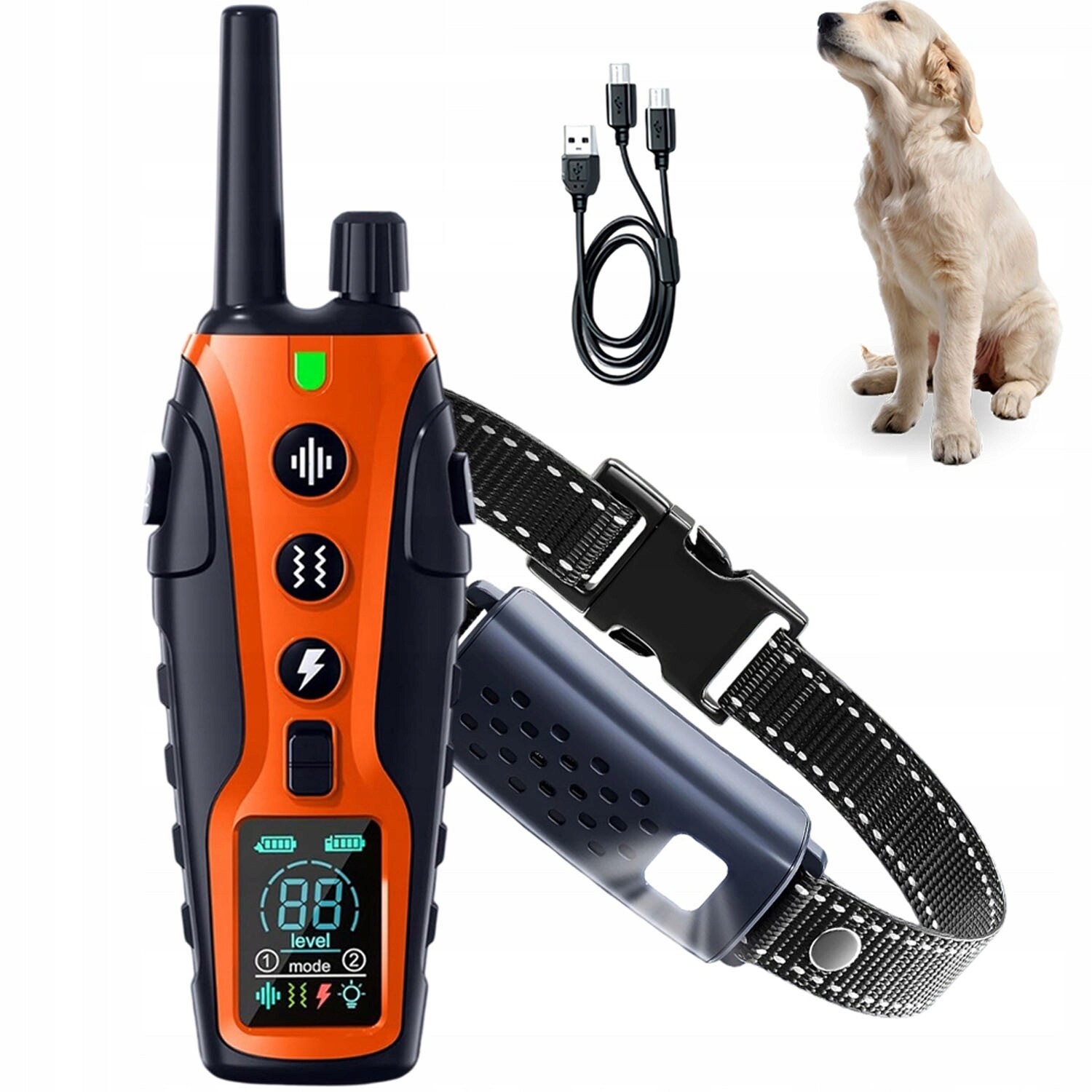 Voděodolný tréninkový obojek pro psa s funkcí zvuku vibrací, 3 režimy