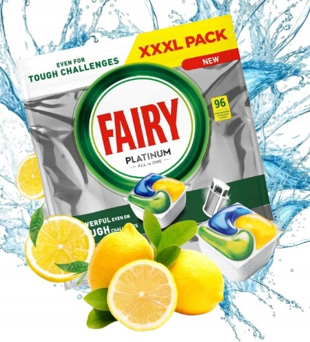 XXL Pack Kapsle Fairy Platinum All in One Lemon 96 ks Síla Čištění