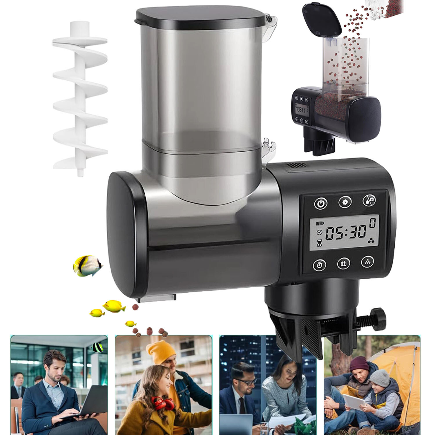 Automatické Krmítko Pro Ryby Do Akvária Dávkovač Krmiva Zásobník Krmiva