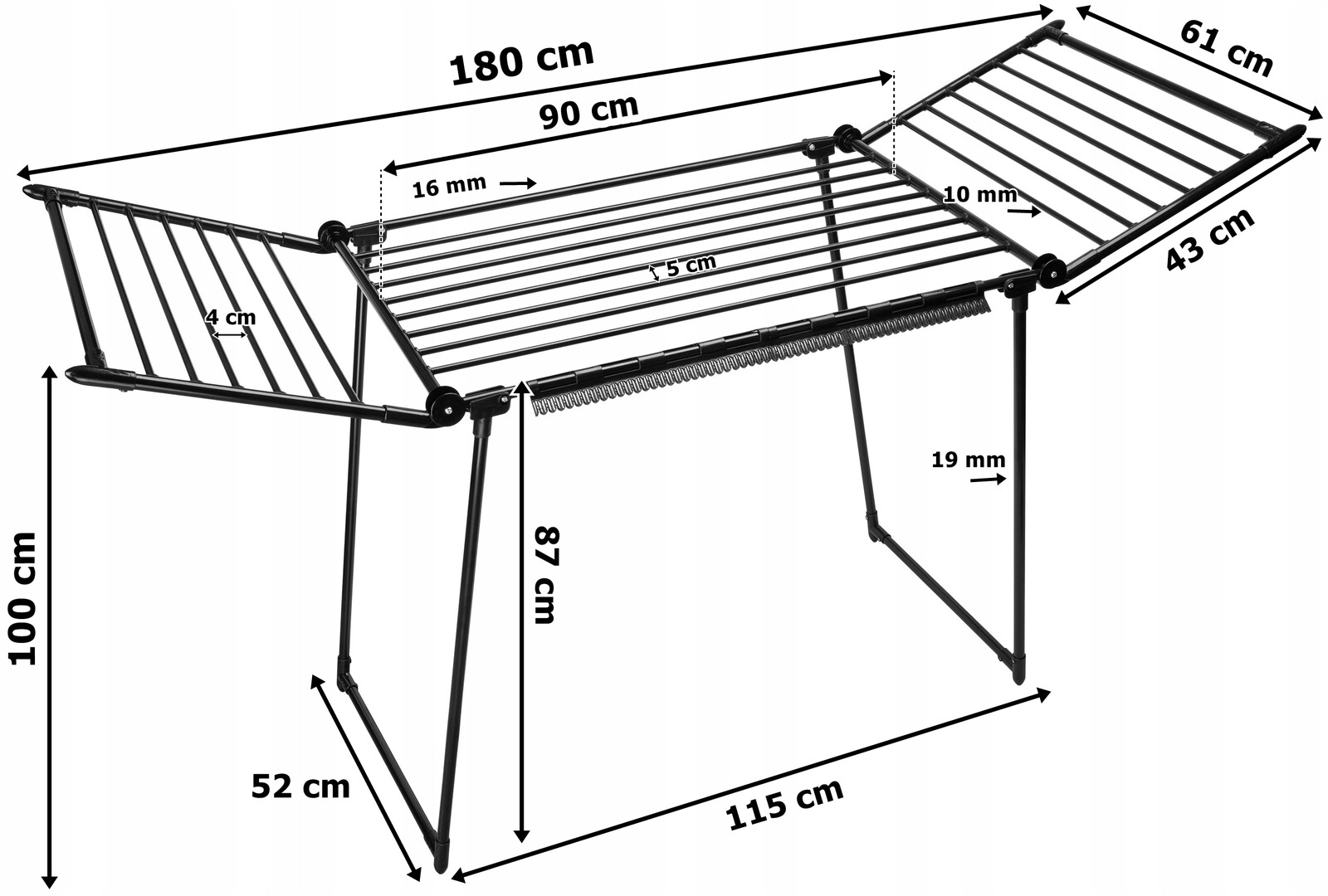 Sušák Stojící Rozkládací Věž Černá Velká
