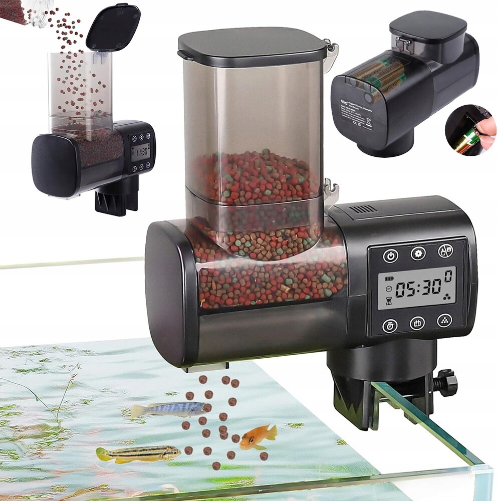500 ml Automatické krmítko s LCD 6x denně pro akvárium s klipem