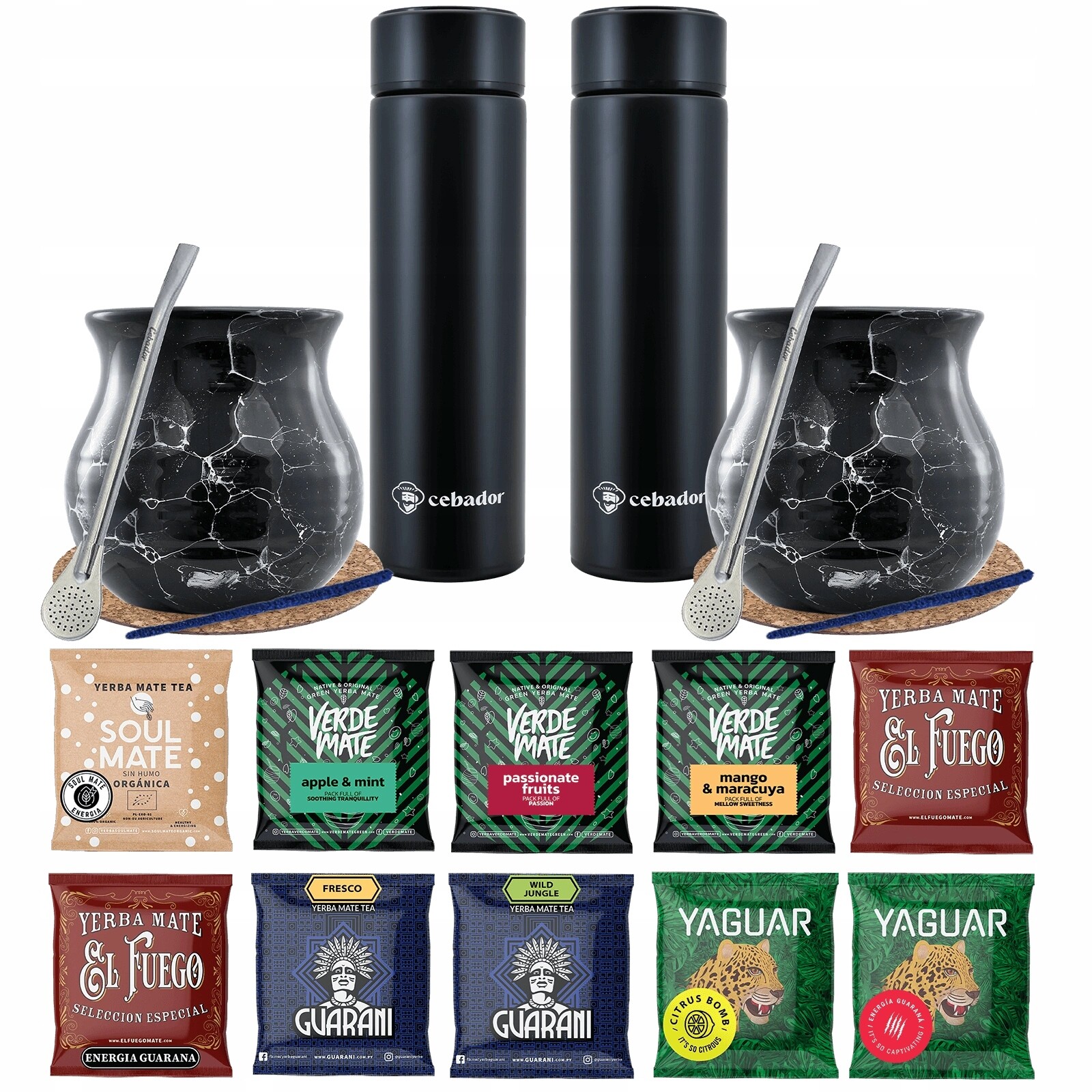 Sada Yerba Mate Vzorky 10x50g 2x Led termoska 2x tykev 2x bombilla 500g