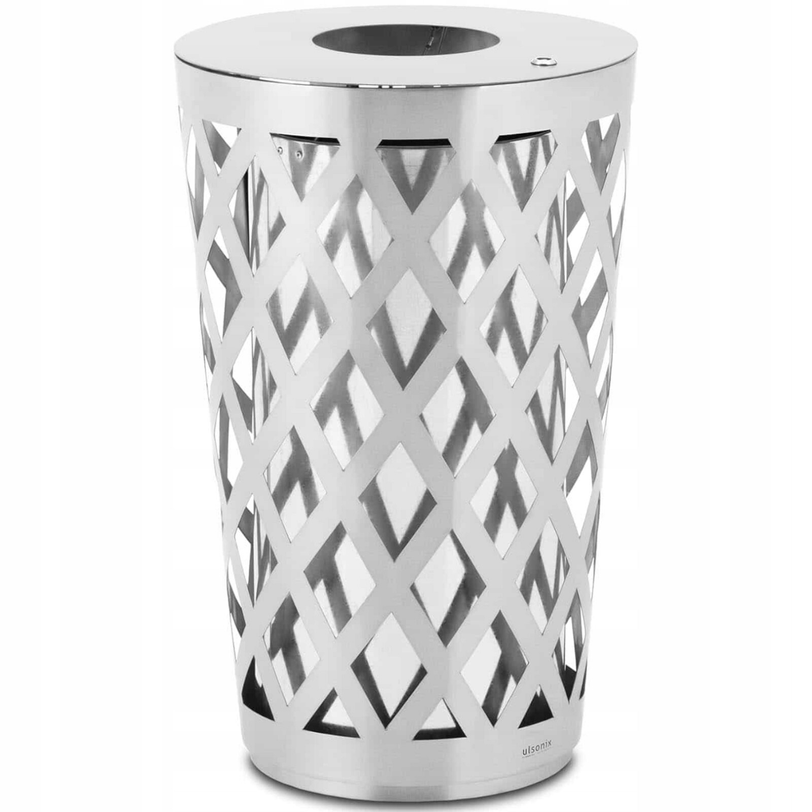 Koš Na Odpadky Městský Venkovní Kulatý Ocelový Šedý Silný