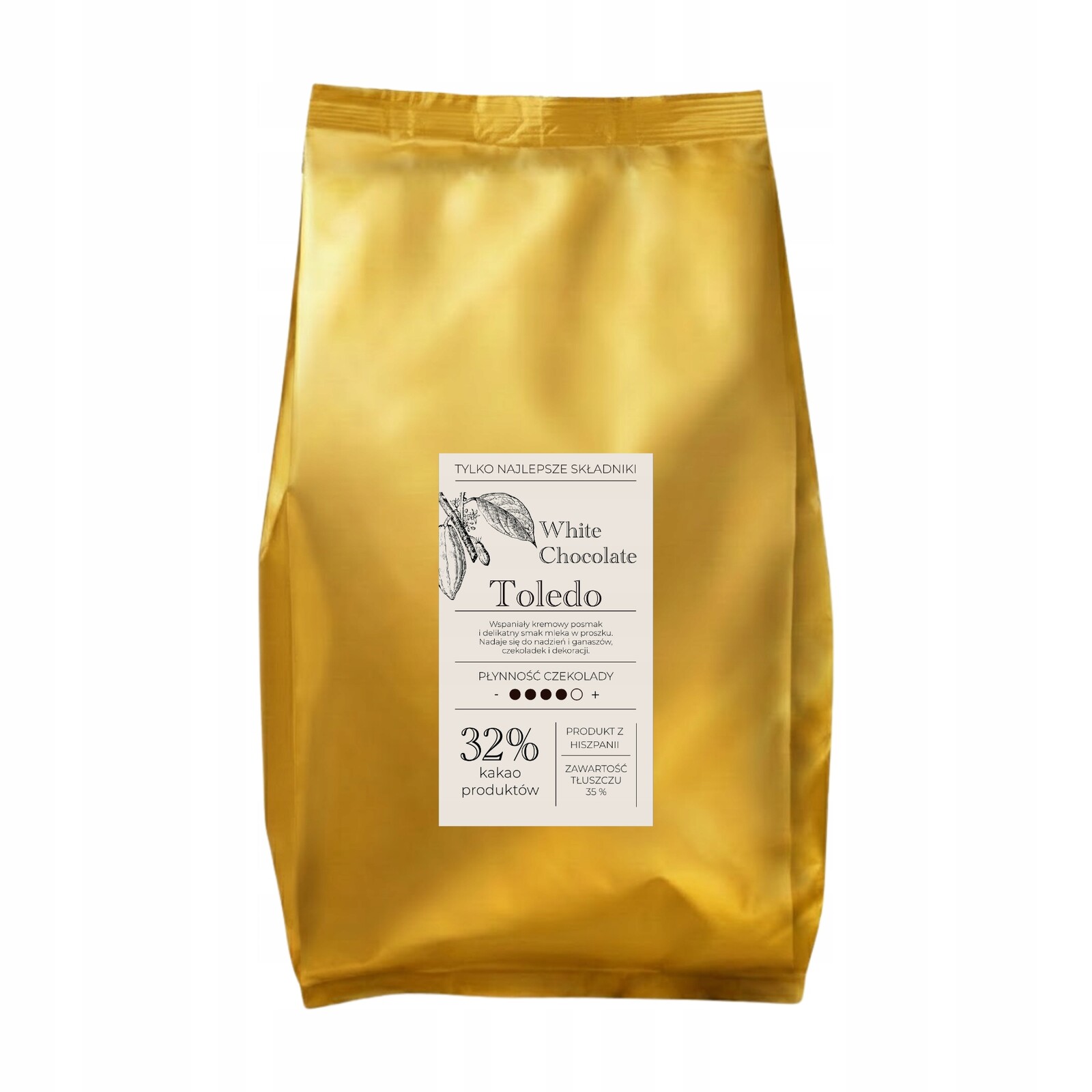Čokoláda Bílá španělská Toledo 32% kakaové máslo Cacao Mill 5 kg