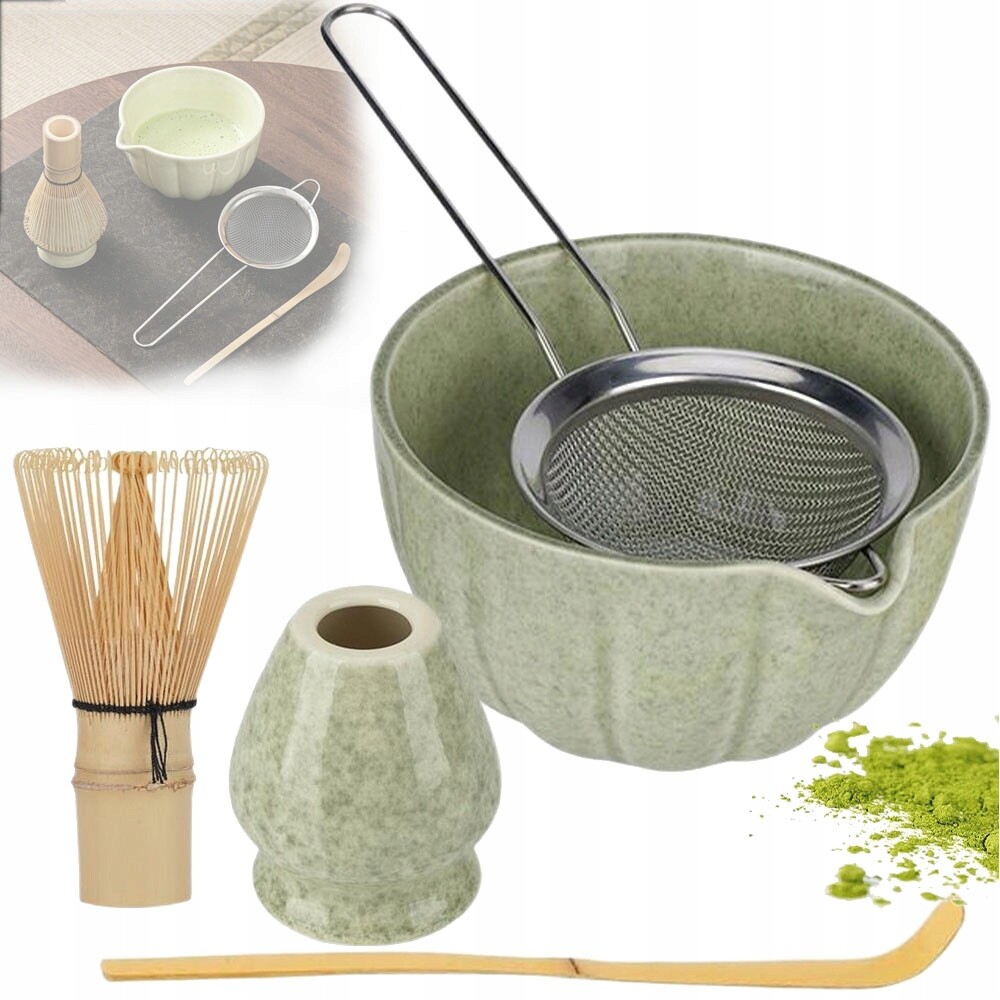 Sada Na Čaj Matcha 5V1 Bambusová Šlehací Miska Keramická