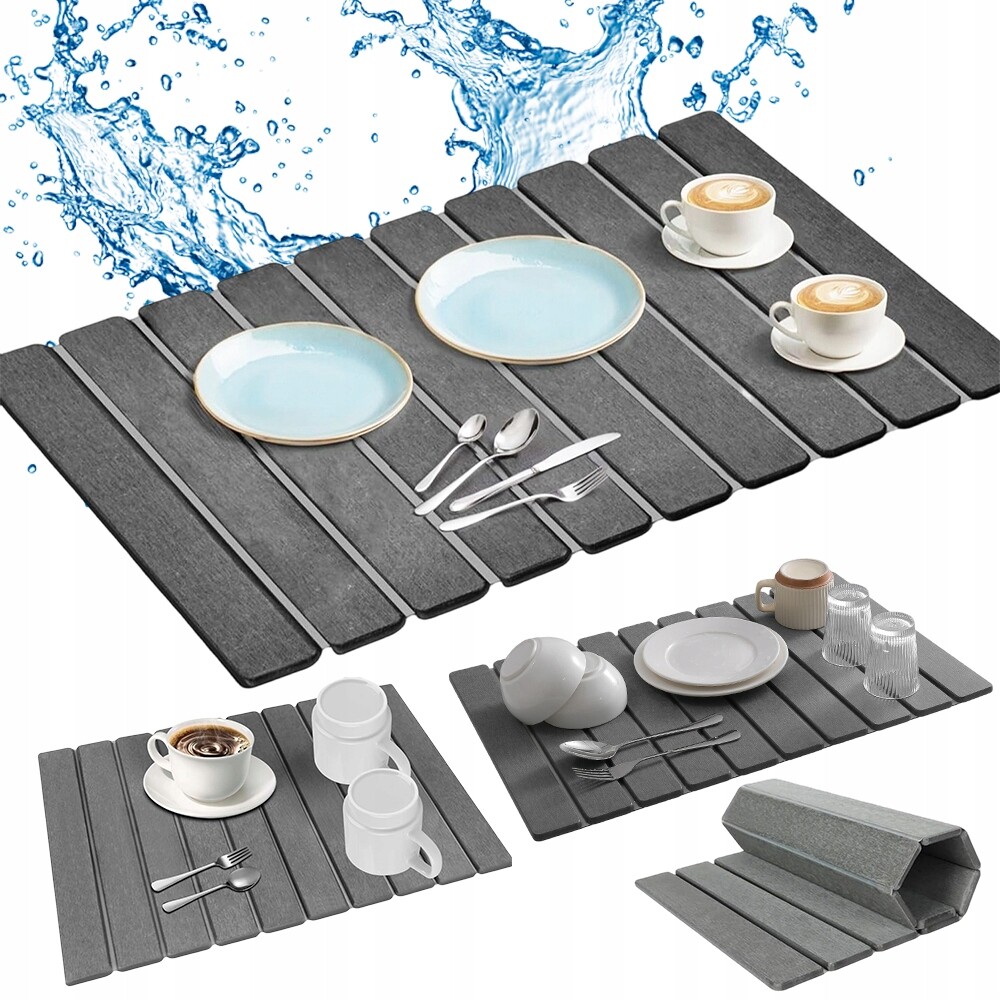 Kuchyňská podložka z křemeliny, rychleschnoucí, šedá 60x40 cm