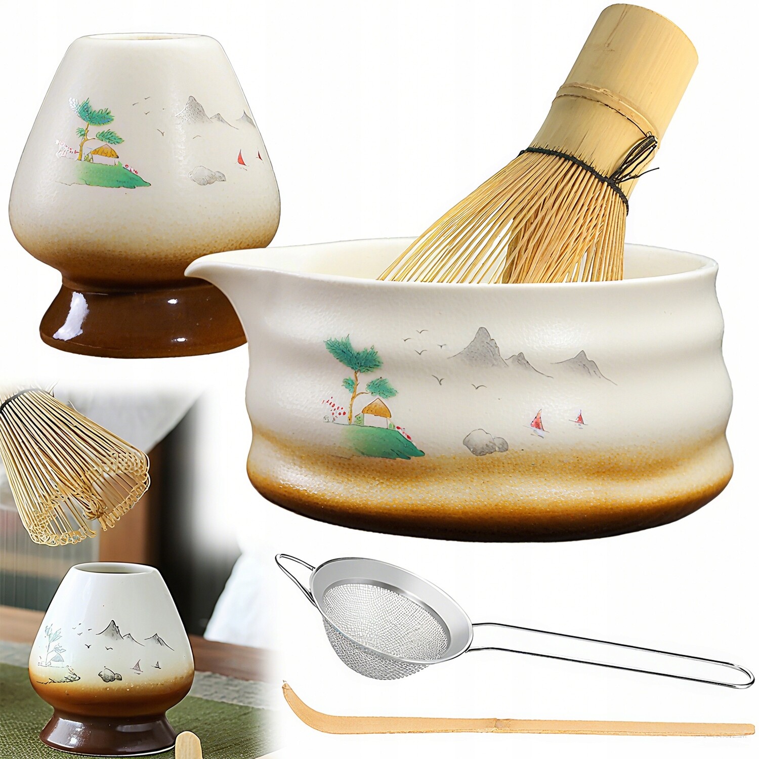 Sada na vaření Matcha s vysoce kvalitní bambusovou metlou Chasen