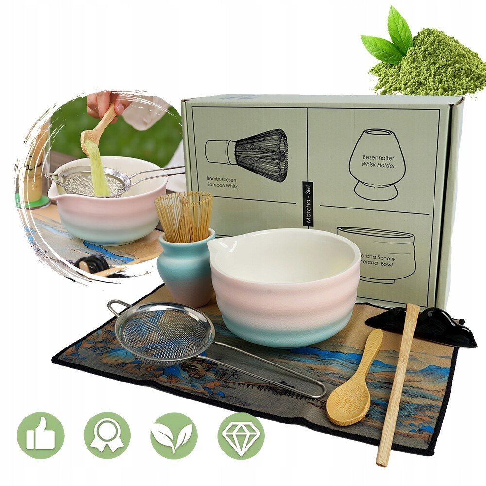 Autentická sada na vaření Matchy Bambusová metla Keramická miska