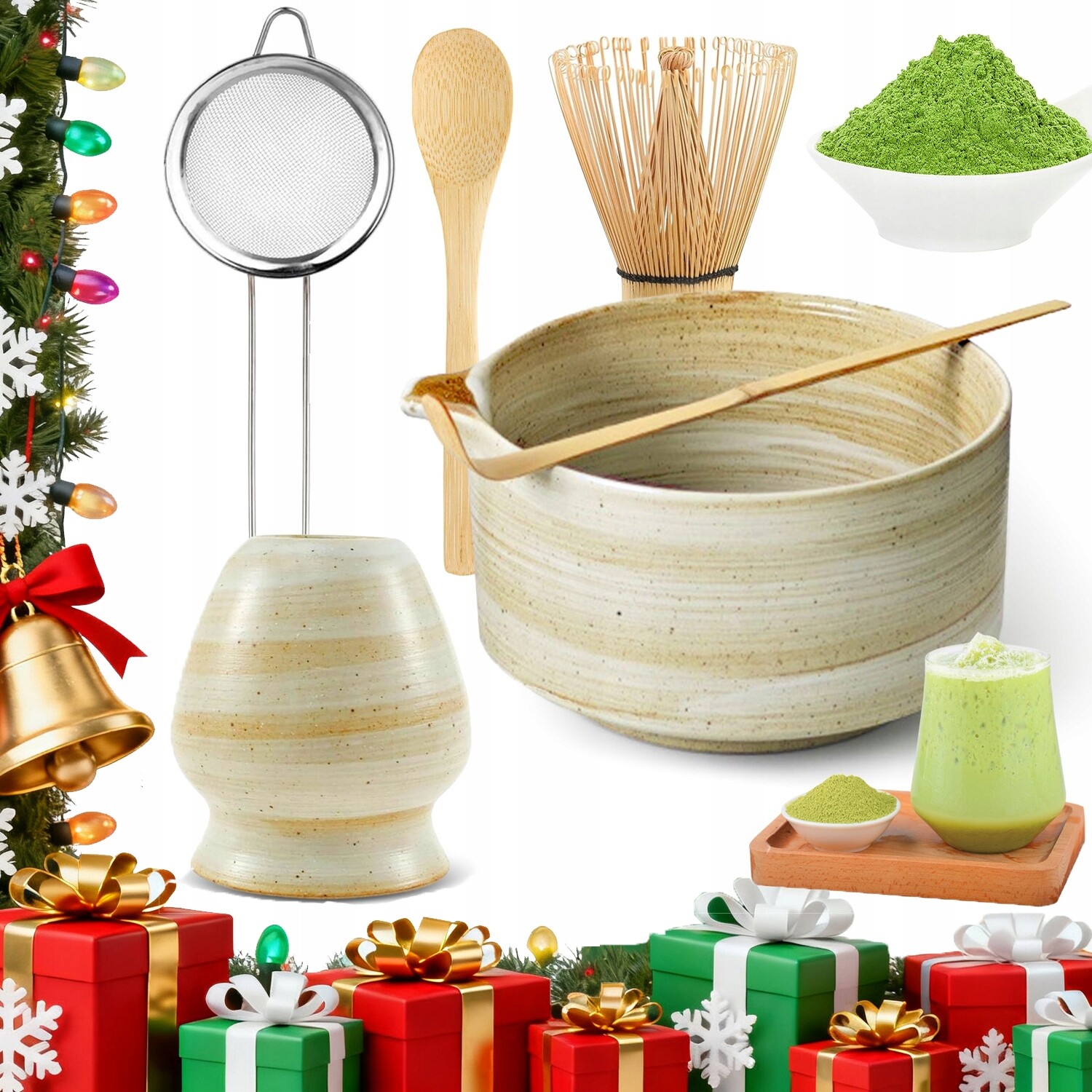 Matcha Sada Obřadní Čaj Japonský Styl Ideální Dárek 6V1