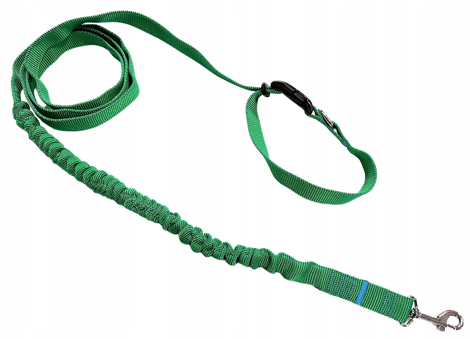 Vodítko pro psa s tlumičem 480 cm Zelená, nastavitelná, HandsFree, vyrobeno v po