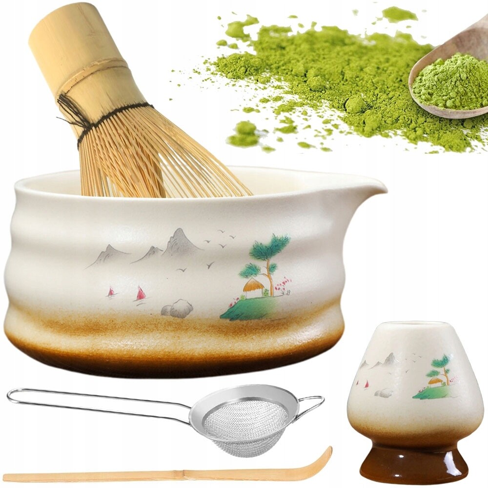 Sada pro japonskou matchu Miska proti kapání Bambusová metlička Dárek