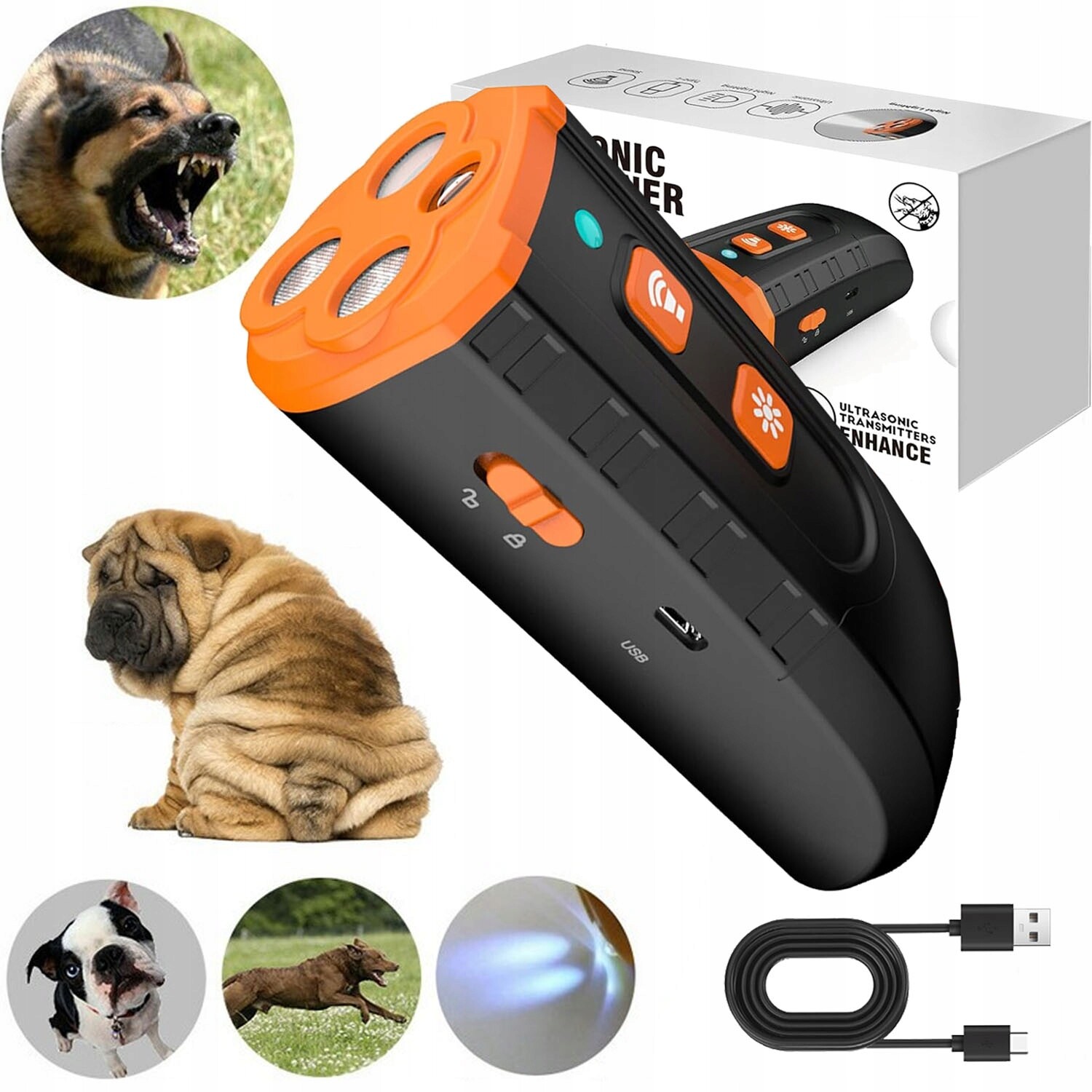 Bezdrátový Trénink Psa, Stop Štěkání, Nabíjecí, 1500 Mah, Svítilna