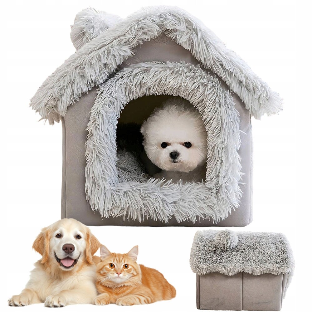 Domeček Pelíšek Pro Kočky Psa s odnímatelným poslem pro praní, teplé a měkké