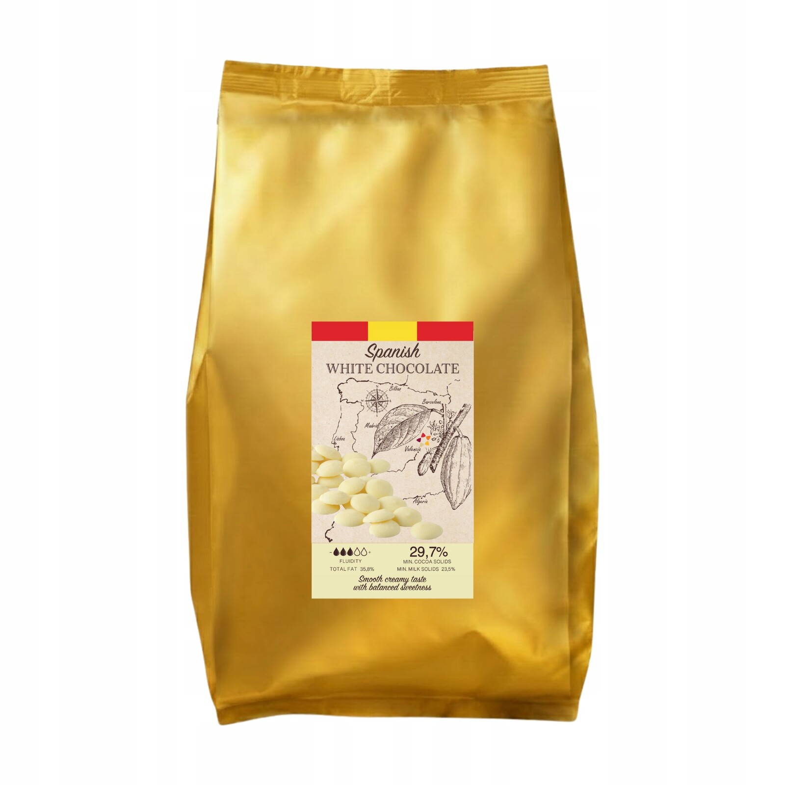 Čokoláda Bílá španělská 29,7% kakaové máslo Cacao Mill 5 kg