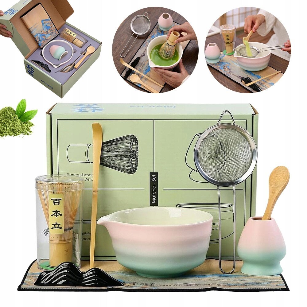 Keramická Sada Pro Matchi 8 Kusů Gradientní Barvy Miska Sítko Lžíce