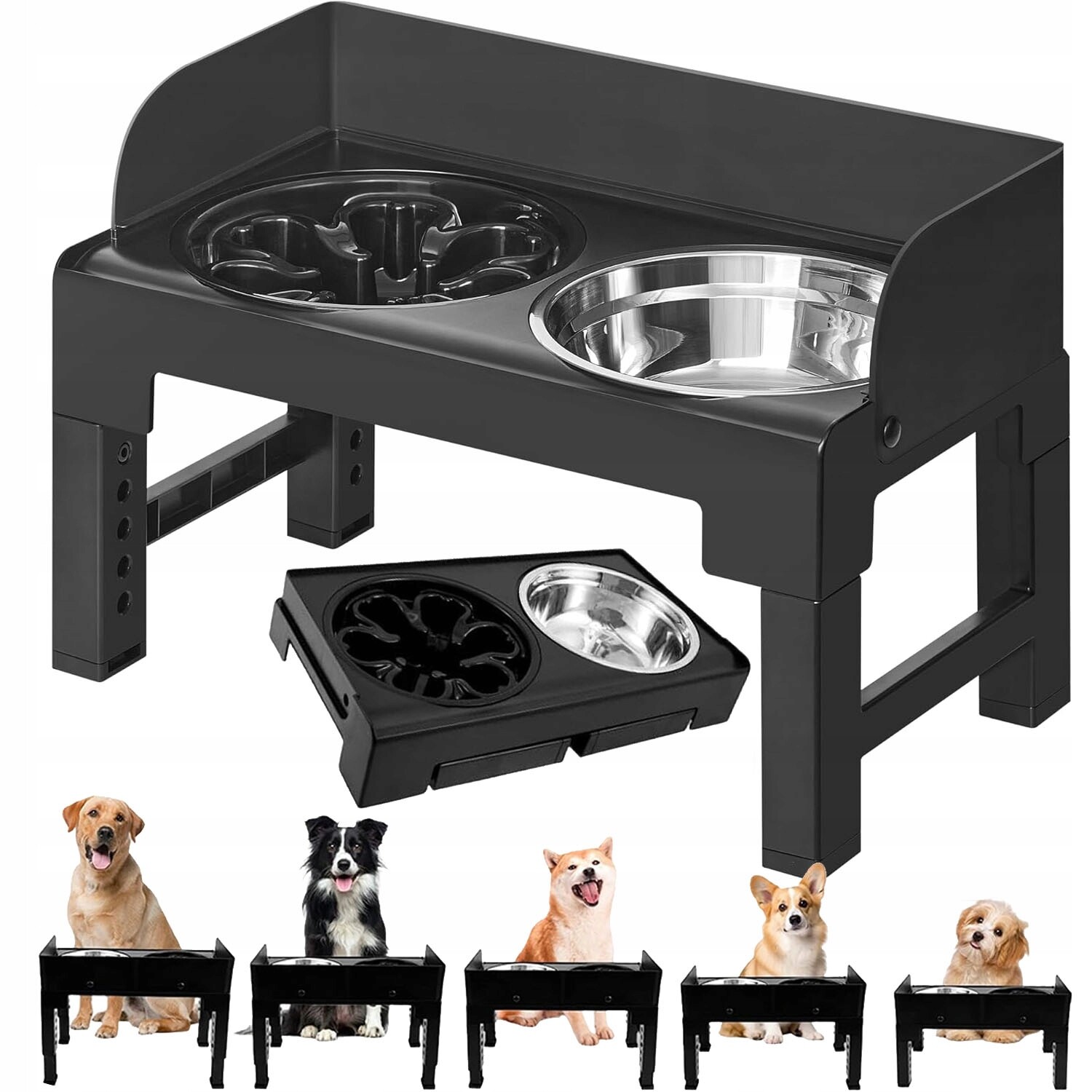 Regulovatelná miska pro psa na stojanu Misky na jídlo a pití Nechytající se