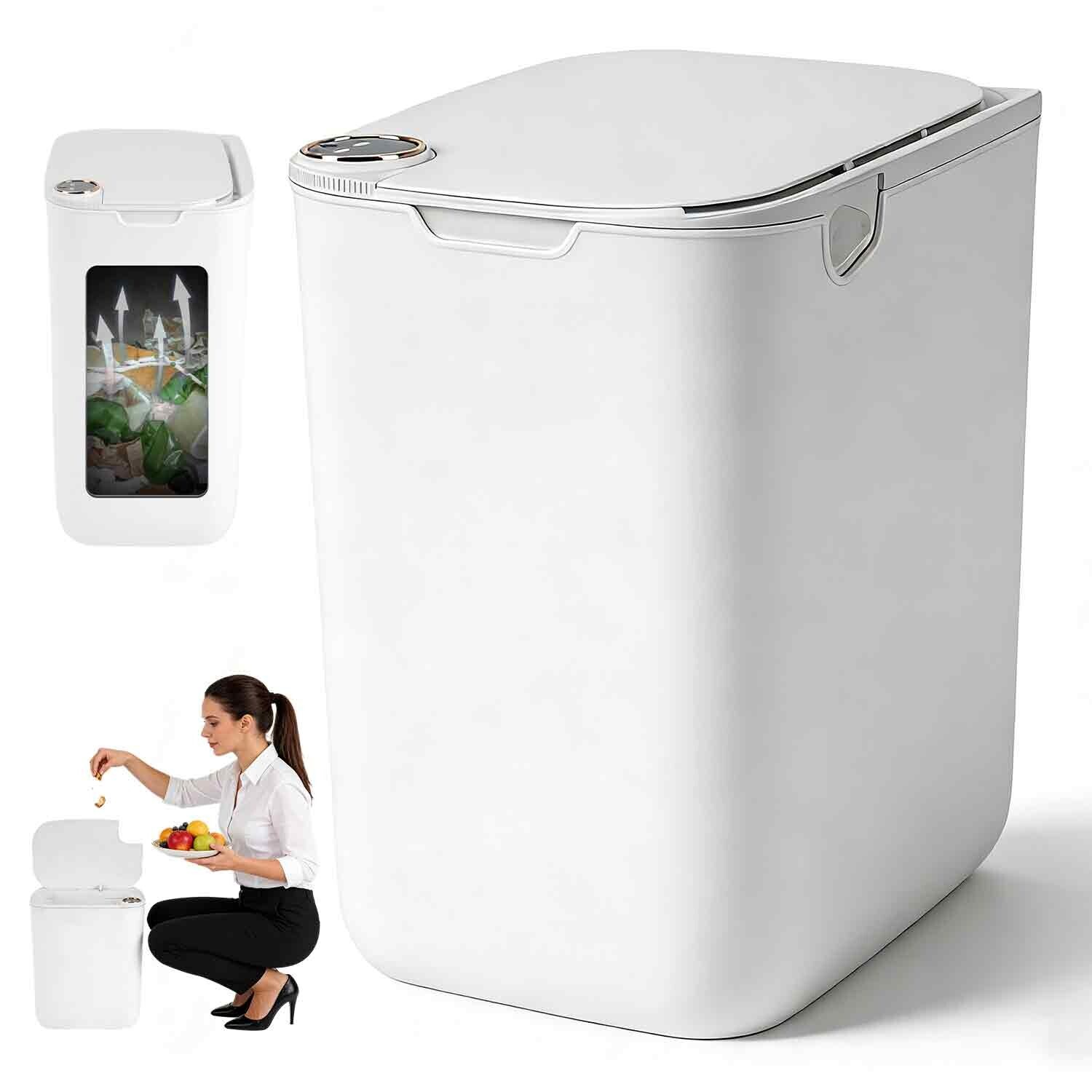 bílý automatický odpadkový koš 18 l, bezdotykový senzor, prosoúhlový