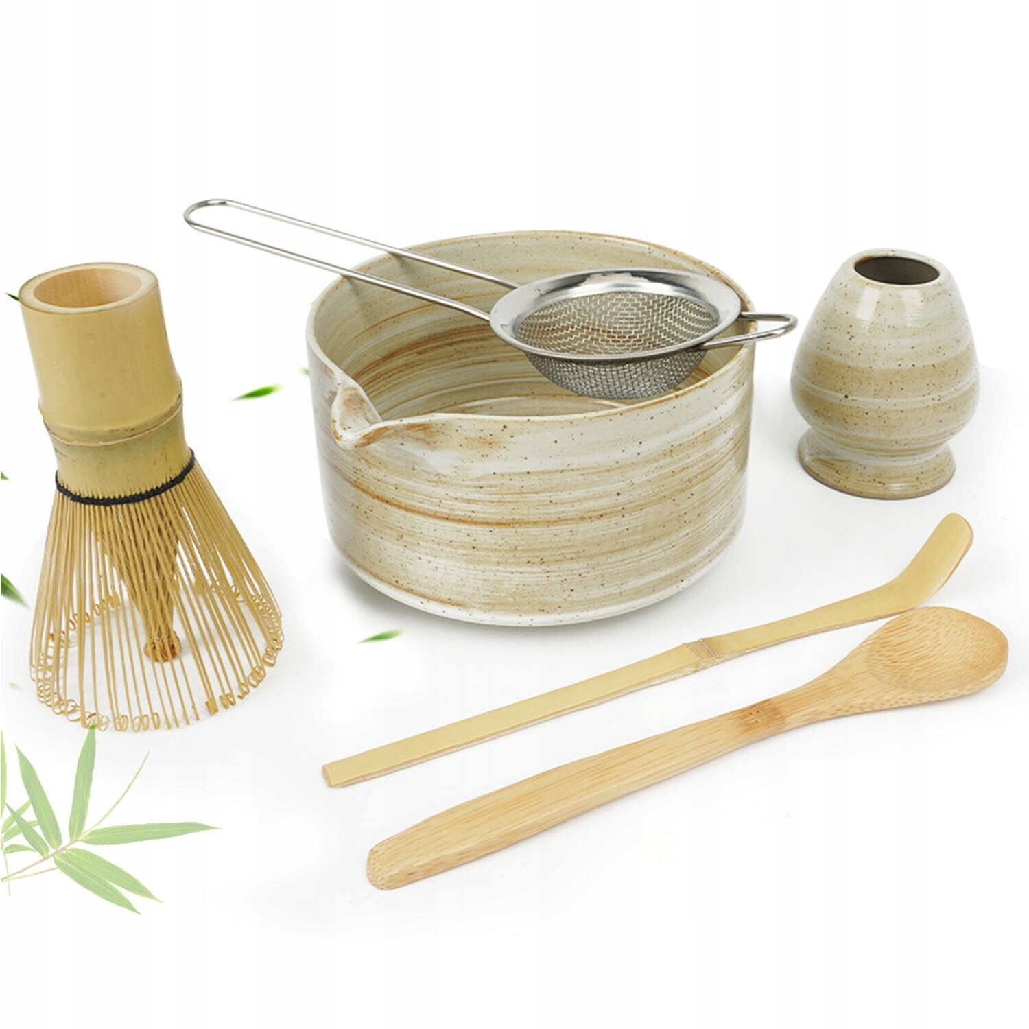 Sada na přípravu čaje Matcha s keramickou odměrkou a sítkem 6 el.