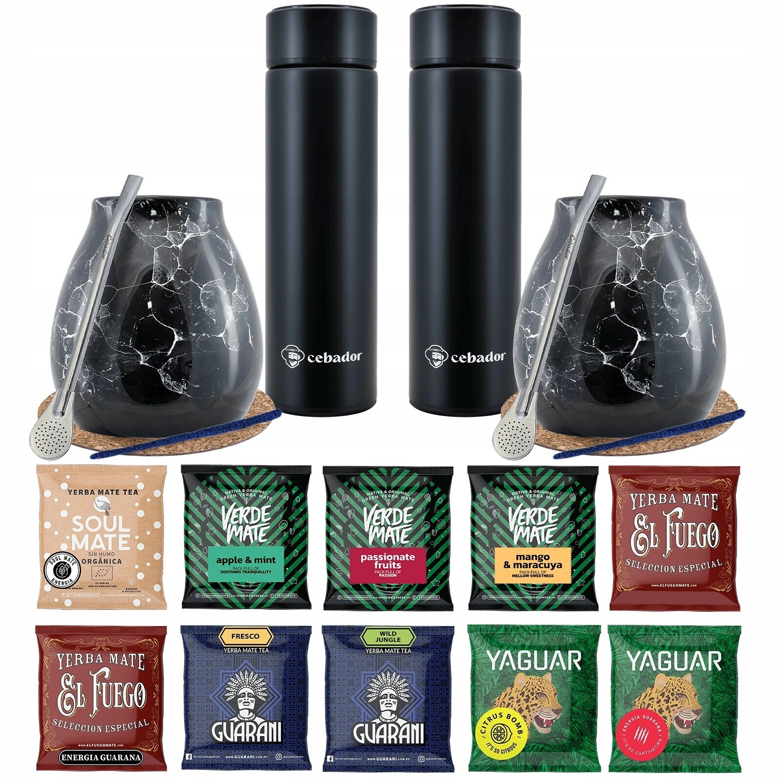 Sada Yerba Mate Pro Dva Vzorky 10x50g Led termoska Tykwa Bombilla 500g