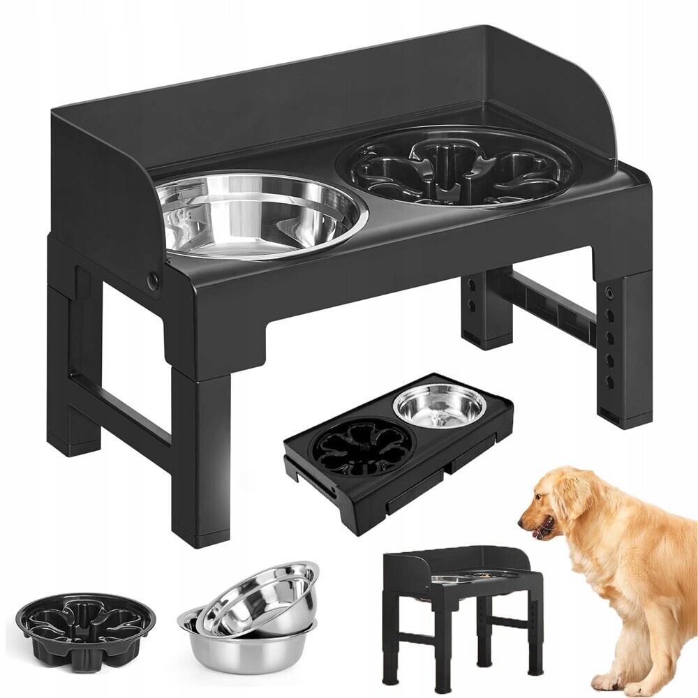 Miska s nastavitelnou výškou 28.5-36.5 cm pro psy a kočky, černá