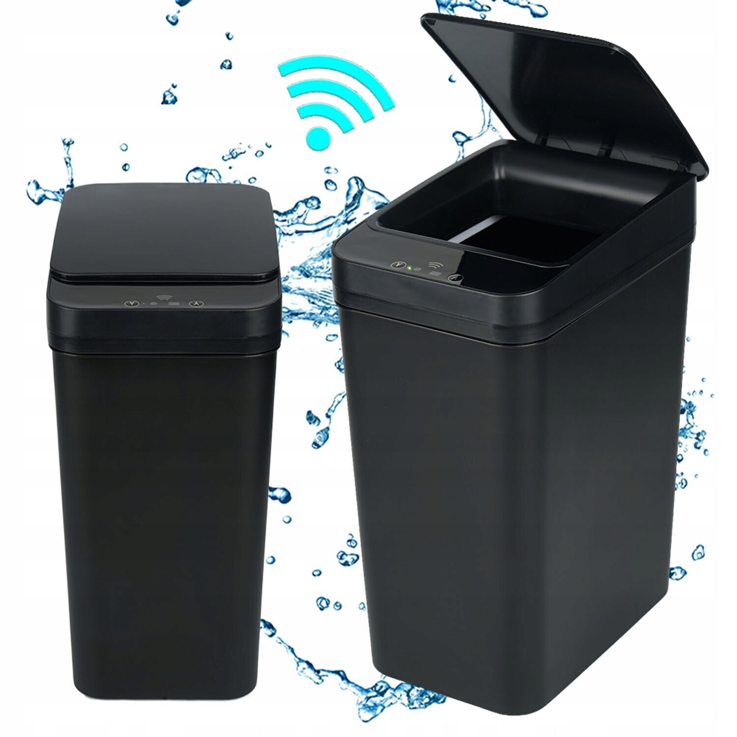 Koupelnový koš 12L Bezdotykový s víkem Sensor Černý Voděodolný na odpadky