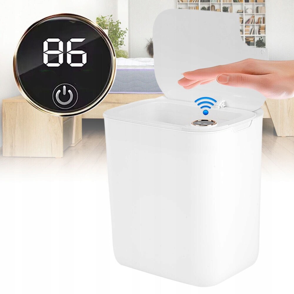 18L Bílý Odpadkový Koš Automatický S Bezdotykovým Senzorem Pohybu
