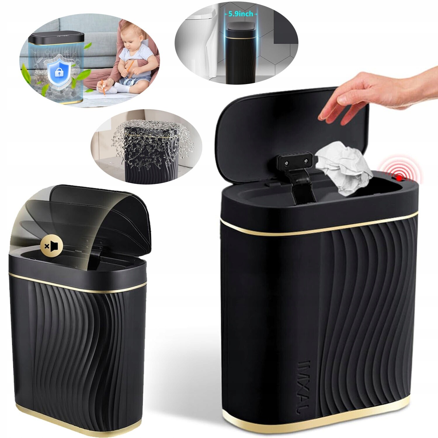Elegantní inteligentní Odpadkový Koš Bezkontaktní 8 l Tichý mechanismus