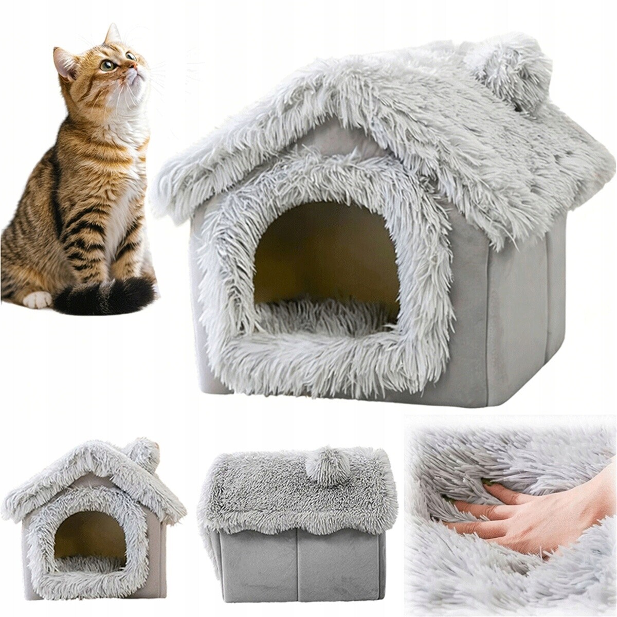 Měkký Domeček Pelíšek Šedý, Snadné Čištění Pro Malá Zvířata