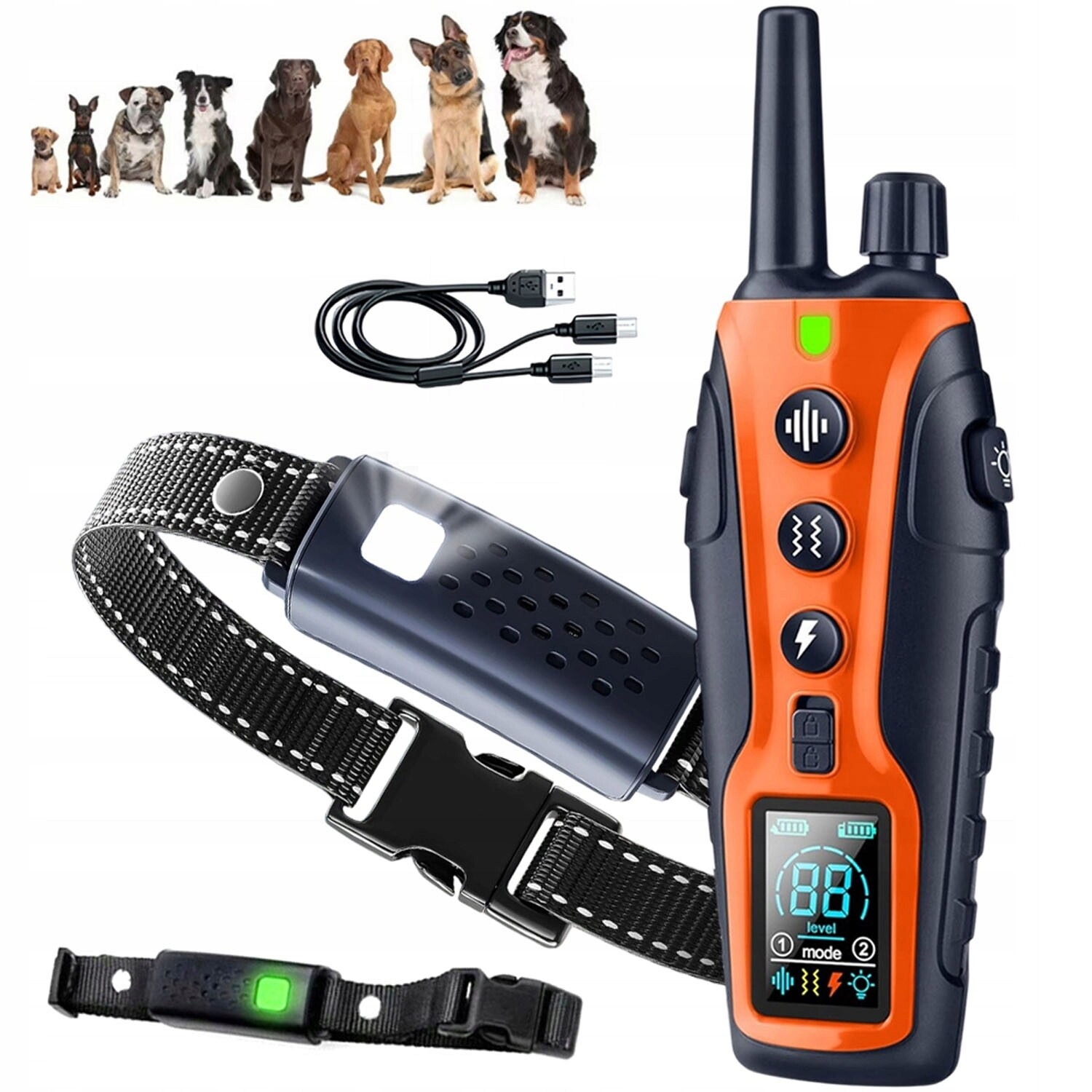 Voděodolný obojek proti štěkání pro psa s dálkovým ovládáním, dosah 1000 m