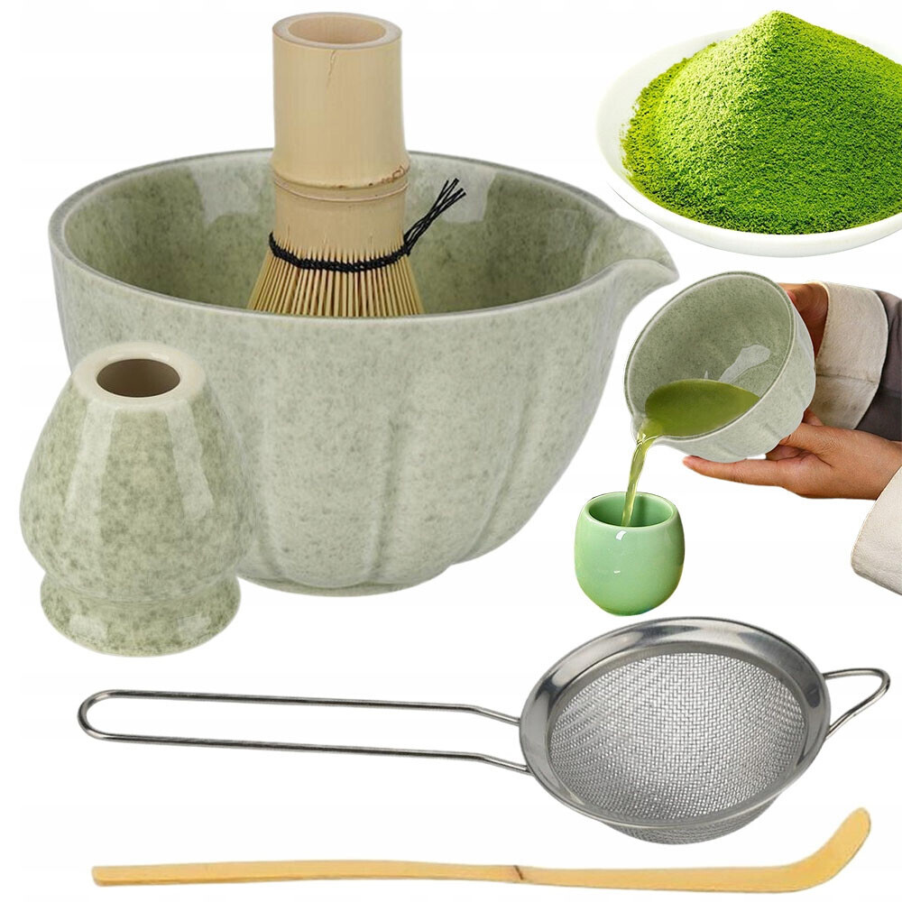 Japonská sada na matchu Keramická chawan šlehací metla, snadné čištění