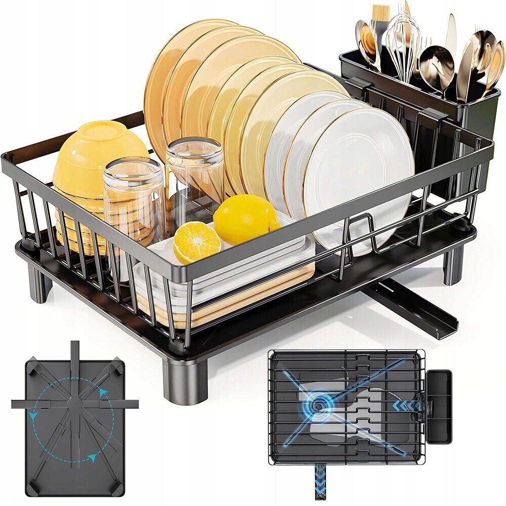 Organizér Do Dřezu Se 4 Nožičkami A 360° Otočným Odtokem Na Hrnce A Misky Z Plechu