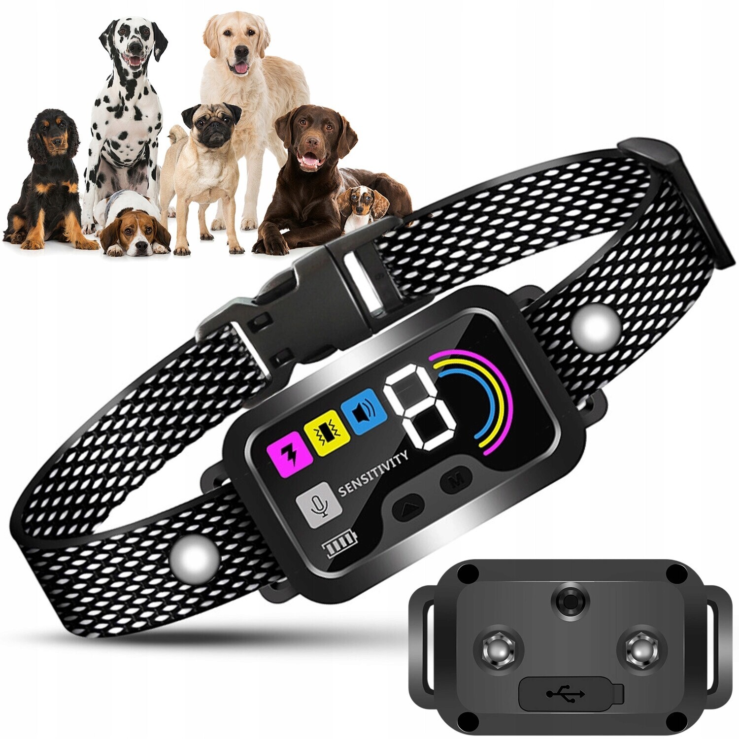 Protištěkací Obojek S Displejem IP67 Pro Inteligentní Detekci Štěkání