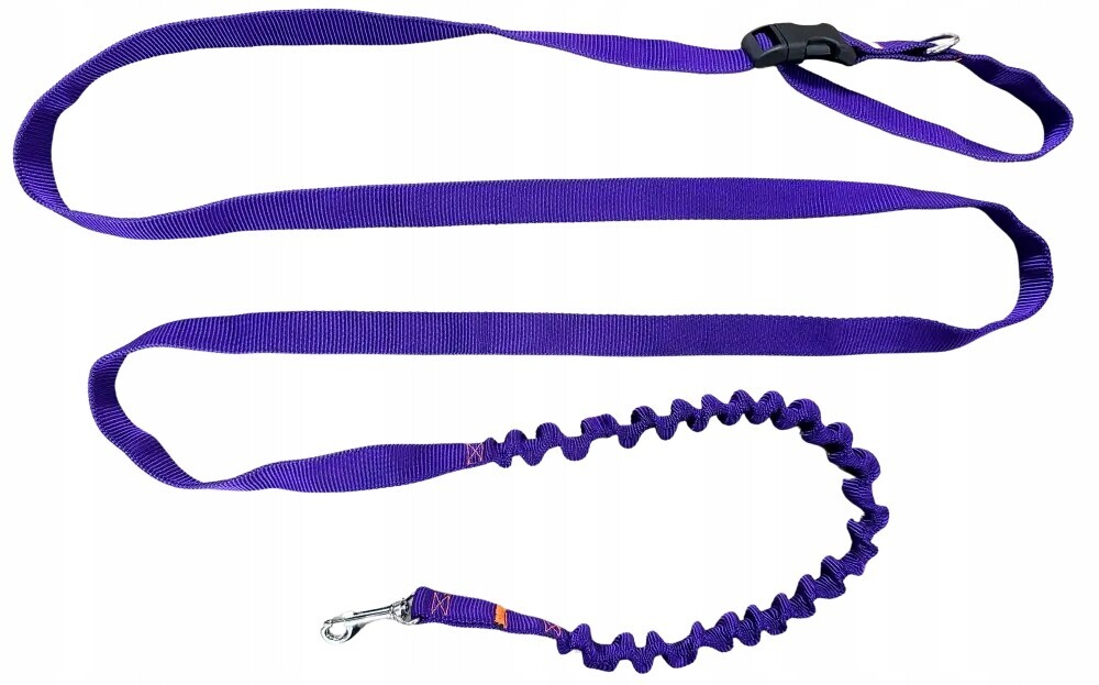 Vodítko pro psa s tlumičem 480 cm Fialová Nastavitelná HandsFree Made in Pol