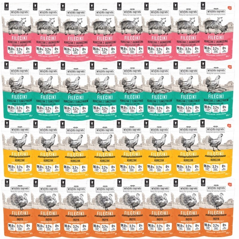 Wiejska Zagroda krmivo pro kočky Mix Chutí 32 x 85 g Filetky