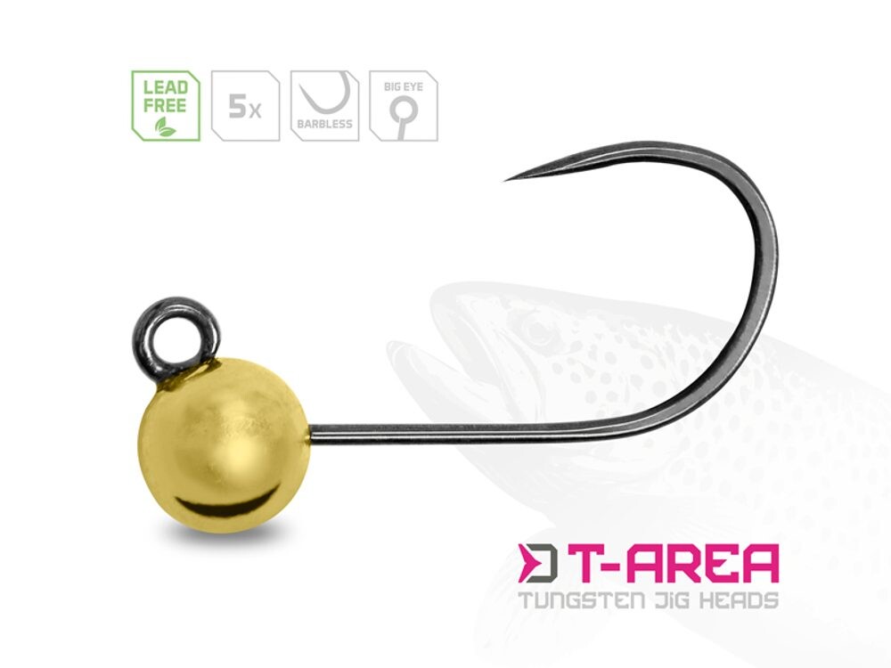 Delphin Jigové hlavičky Wolframové T-Area BL Zlaté 5ks - vel.4 1,5g