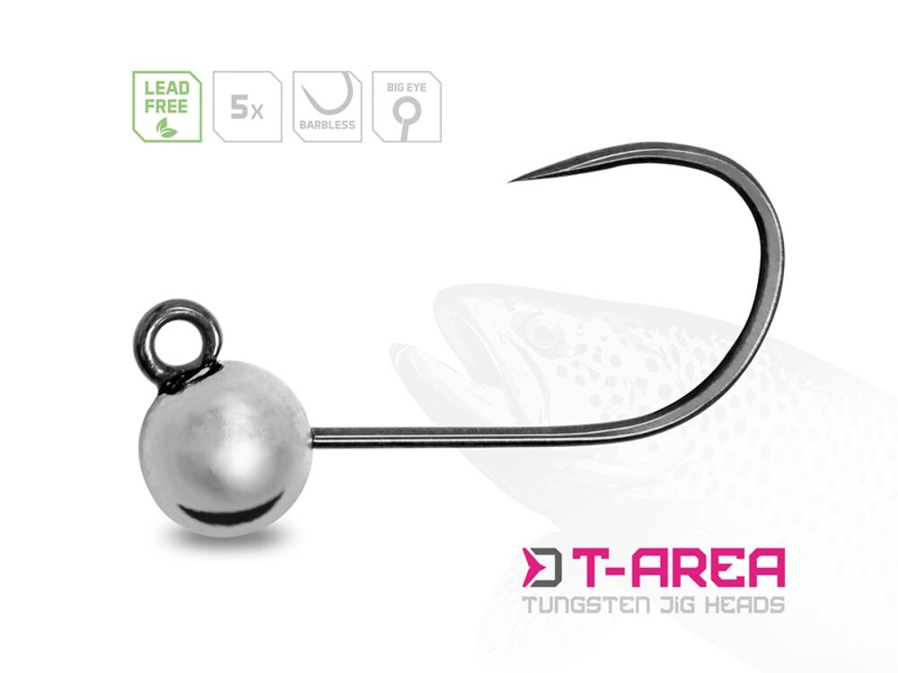 Delphin Jigové hlavičky Wolframové T-Area BL Stříbrné 5ks - vel.4 1,5g