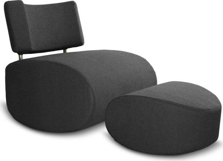 Antracitové houpací křeslo s podnožkou Softline Apollo