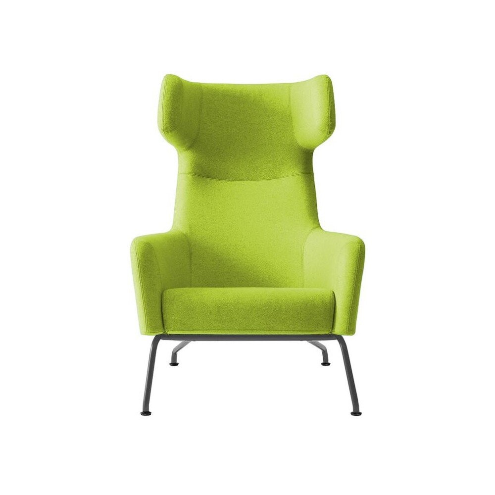 Limetkově zelené křeslo ušák se šedými nohami Softline Havana