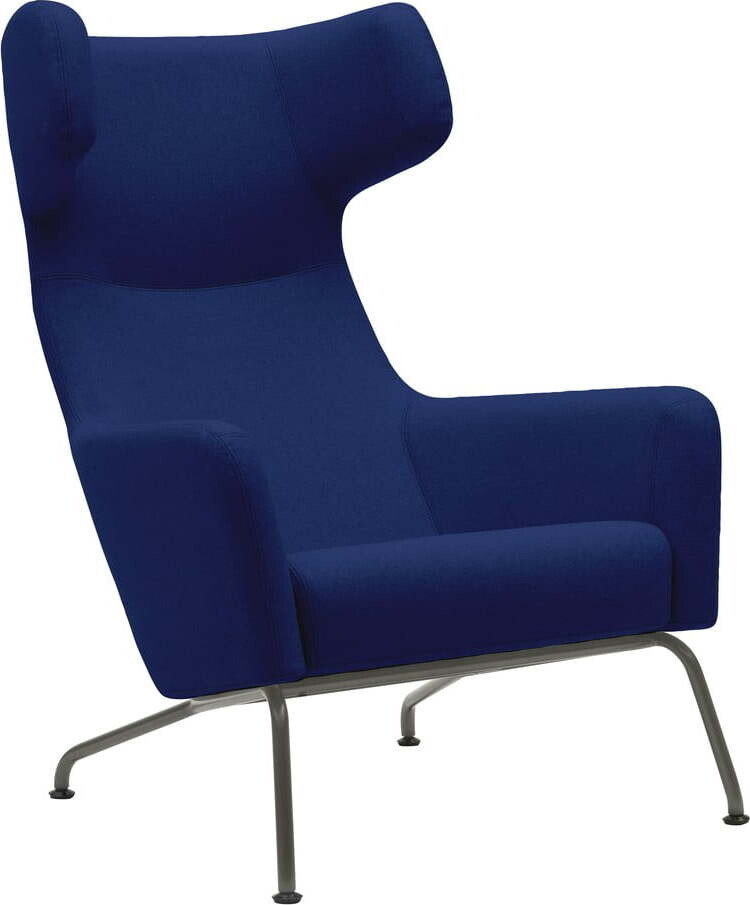 Tmavě modré křeslo ušák se šedými nohami Softline Havana