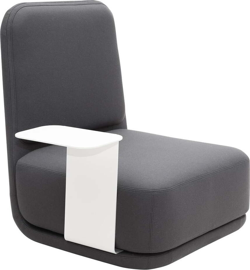 Tmavě šedé křeslo s bílým kovovým stolkem Softline Standby High + Side Table
