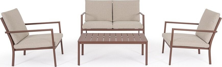 Béžový čalouněný zahradní lounge set pro 4 Konnor – Bizzotto
