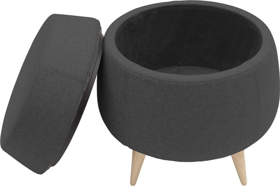 Antracitový puf s úložním prostorem Softline Pod