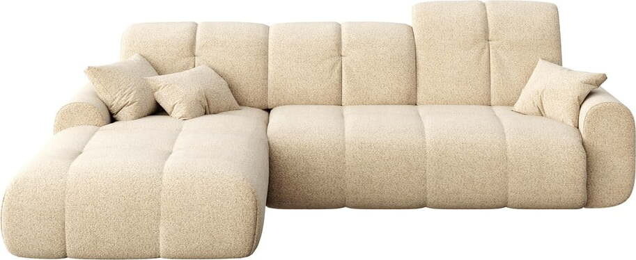 Béžová rohová pohovka z textilie bouclé (levý roh/s lenoškou) Tous - II. jakost – devichy