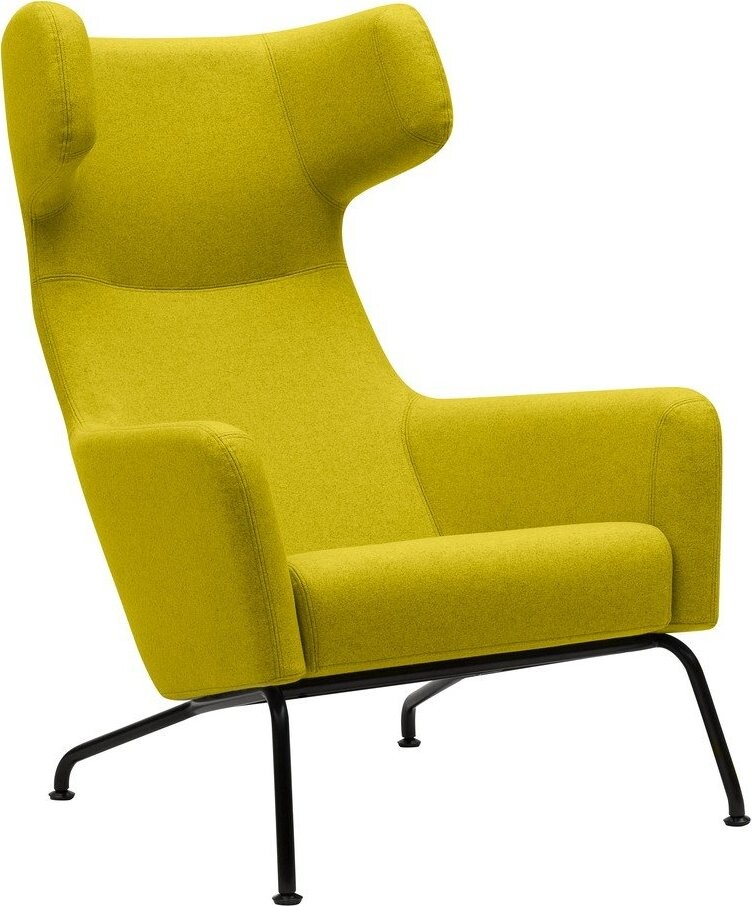 Žluté křeslo ušák s černými nohami Softline Havana