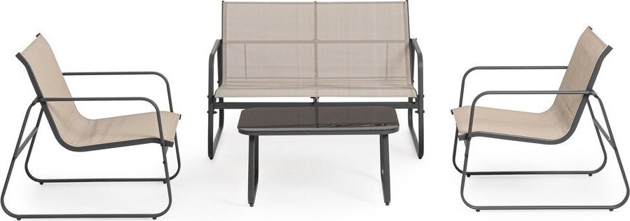 Taupe ocelový zahradní lounge set pro 4 Gonzalo – Bizzotto