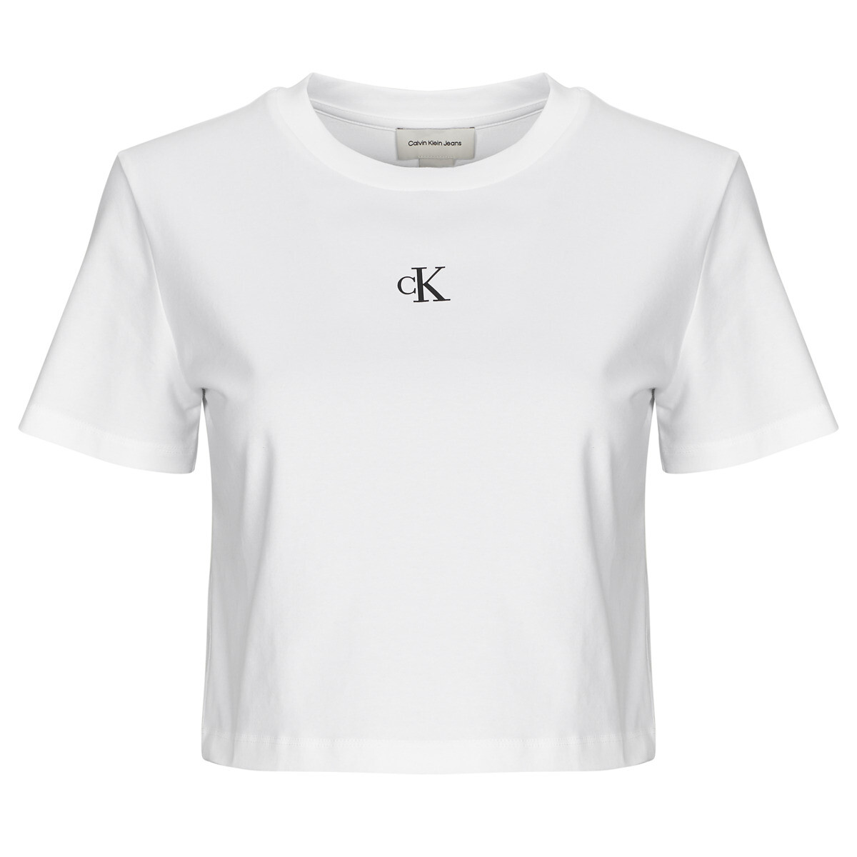 Calvin Klein Jeans  A - SS LOGO CROPPED TEE  Bílá
