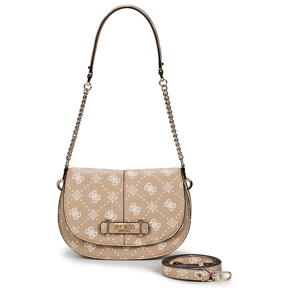 Guess  CARRIE LOGO FLAP SHOULDER BAG  Béžová